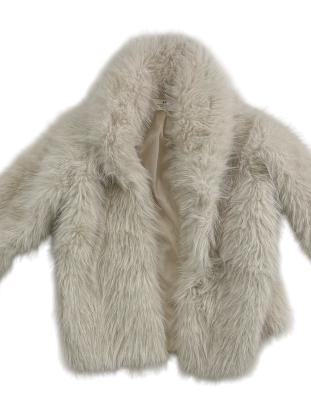 H&M Ivory Faux Fur Jacket with Satin Lining - Girls size 8/10
